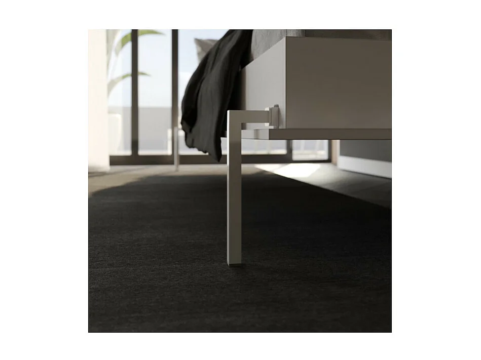 Lit escamotable 140x200cm Horizontal LUXUS Lit Mural Blanc-Anthracite