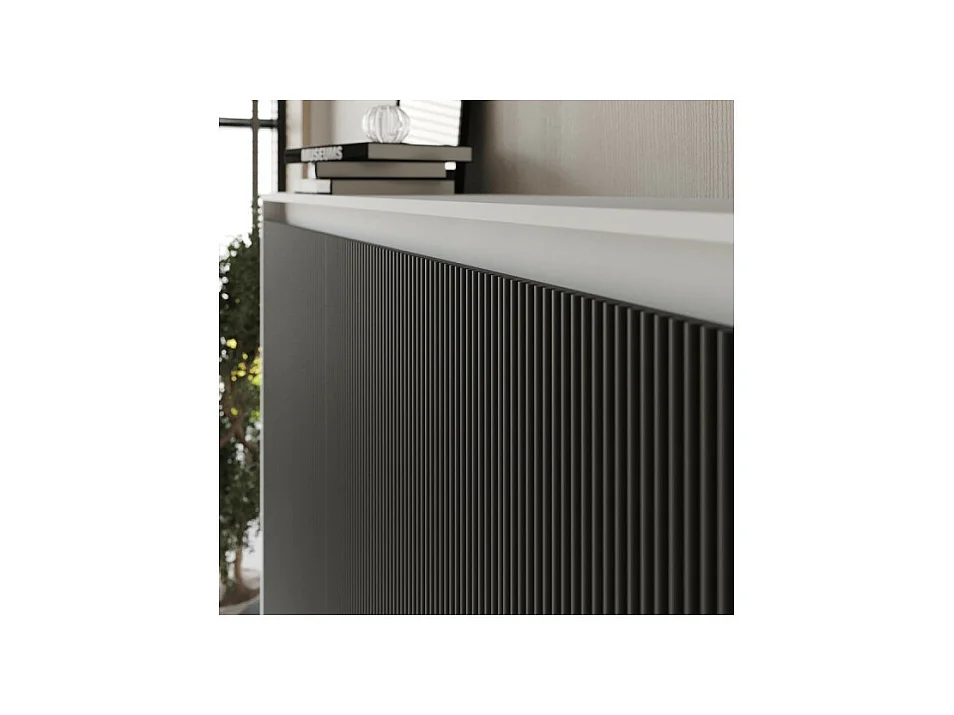 Lit escamotable 140x200cm Horizontal LUXUS Lit Mural Blanc-Anthracite