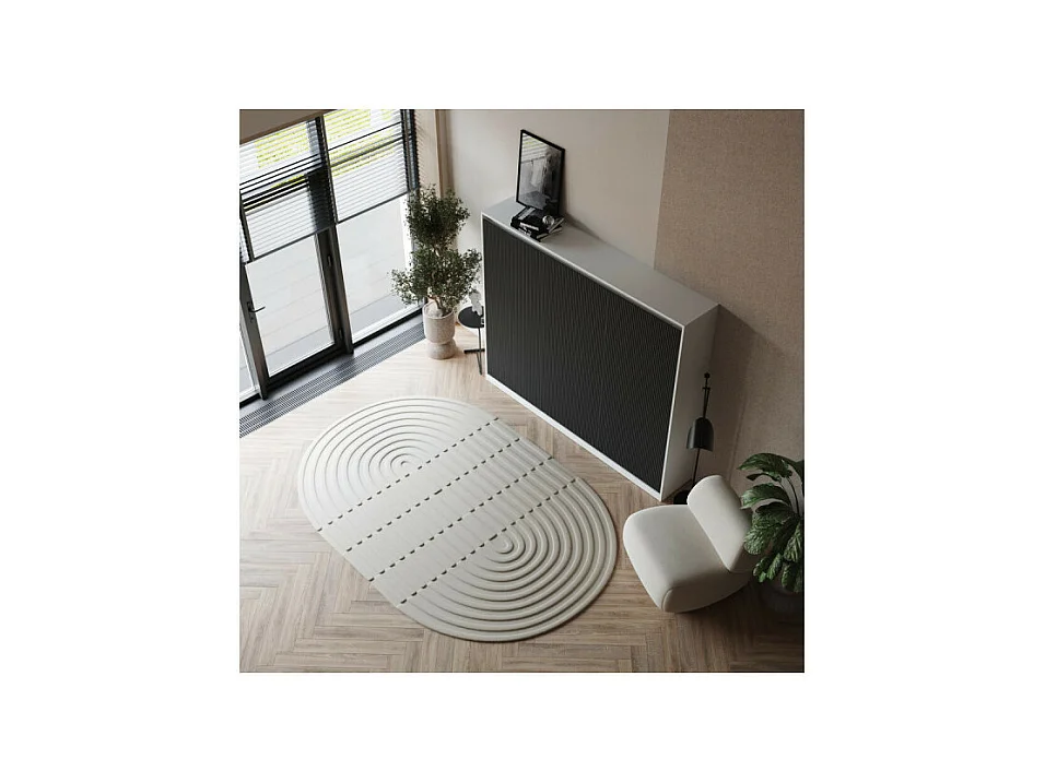 Lit escamotable 140x200cm Horizontal LUXUS Lit Mural Blanc-Anthracite