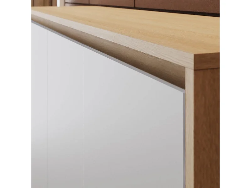 Lit escamotable 160x200cm Horizontal M2 Lit Mural Chene Kaiser-Blanc