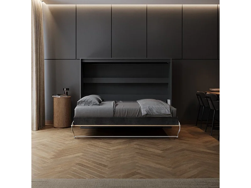 Lit escamotable 160x200cm Horizontal M2 Lit Mural Anthracite-Chene Kaiser