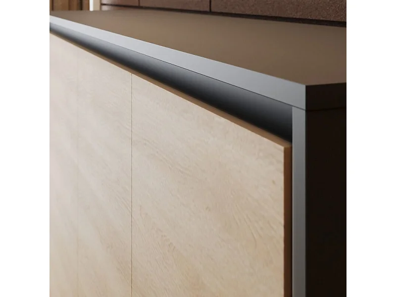 Lit escamotable 160x200cm Horizontal M2 Lit Mural Anthracite-Chene Kaiser