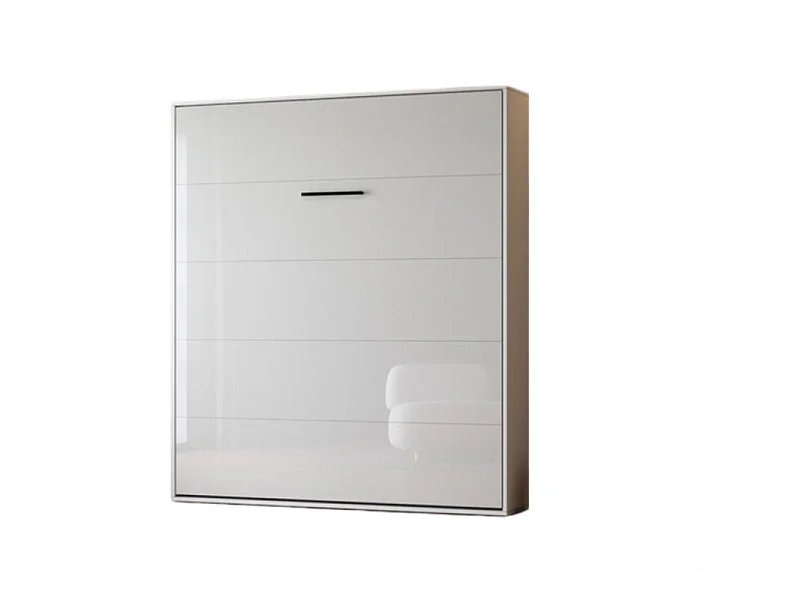 Lit escamotable 160x200cm Vertikal M1 Lit Mural Blanc-Blanc brillant