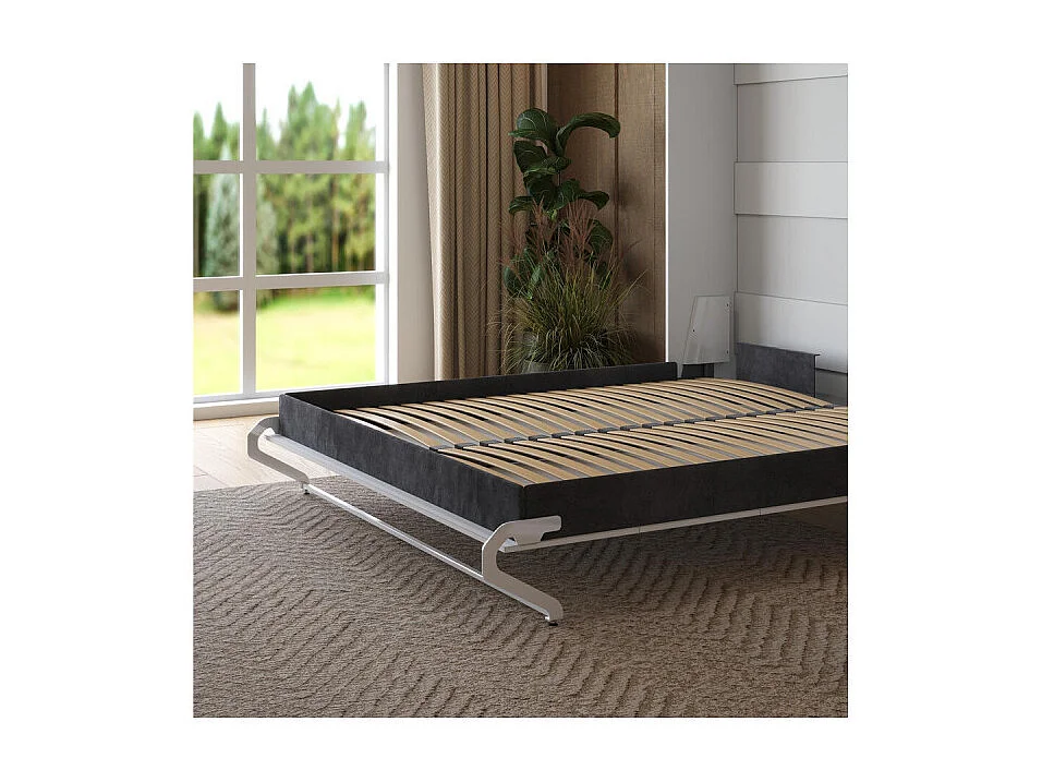 Lit escamotable 160x200cm Vertikal M1 Lit Mural Blanc-Blanc brillant