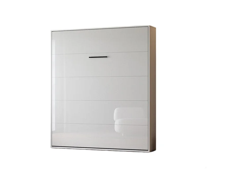 Lit escamotable 160x200cm Vertikal M1 Lit Mural Blanc-Blanc brillant