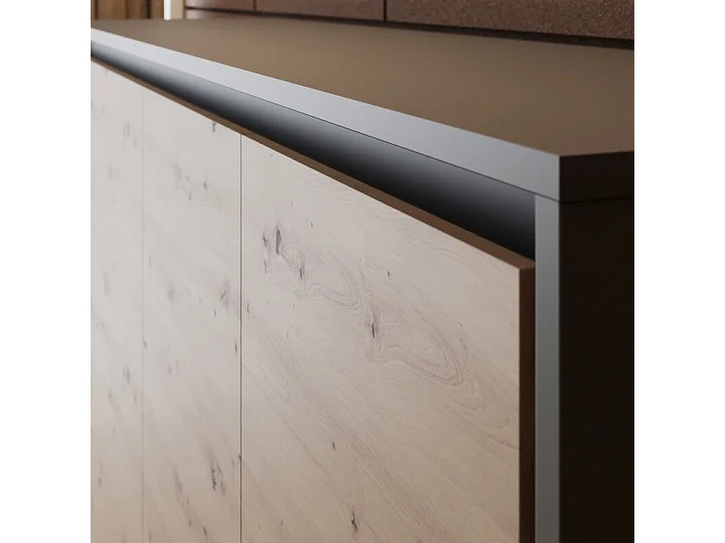 Lit escamotable 160x200cm Horizontal M2 Lit Mural Anthracite-Chene Sauvage