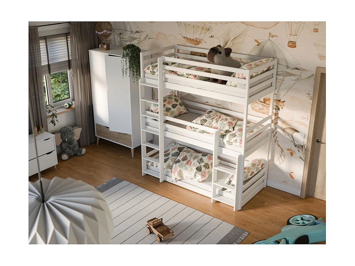 LIT SUPERPOSE 3 PLACES TOD 90x200 cm - Bois massif