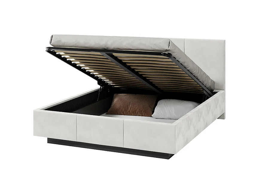 Lit coffre Aveiro 140 x 190 cm avec sommier à lattes relevable Blanc