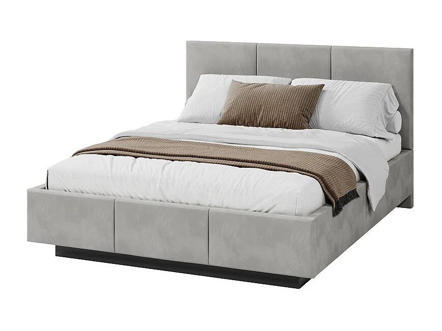 Lit coffre Aveiro 140 x 200 cm avec sommier à lattes relevable Gris Clair