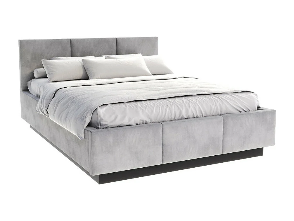 Lit coffre Aveiro 140 x 200 cm avec sommier à lattes relevable Gris Clair