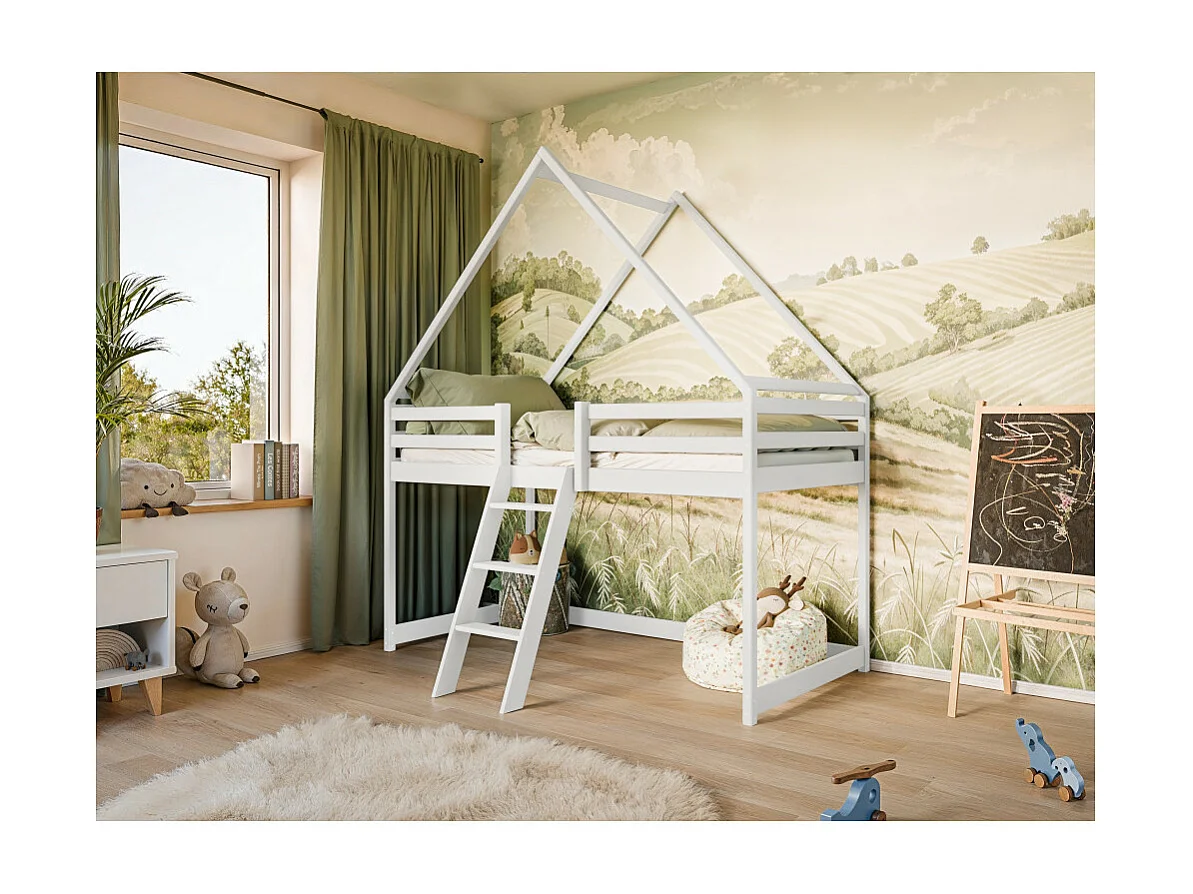 Lit enfant mi-hauteur MYA 90X200 Blanc - blanc