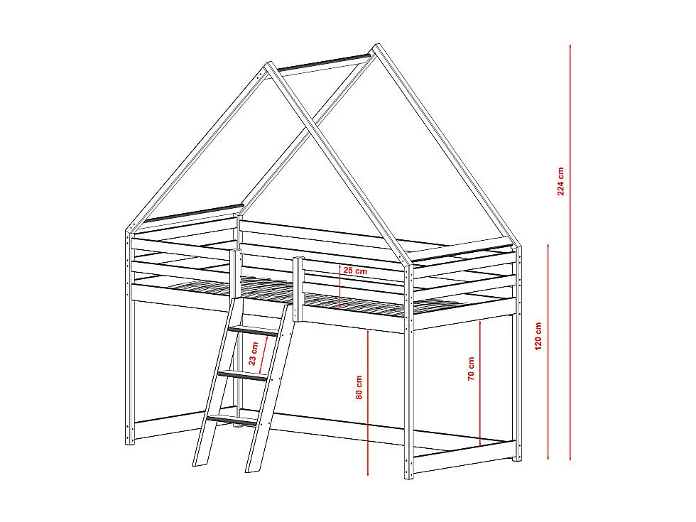 Lit enfant mi-hauteur MYA 90X200 Blanc - blanc