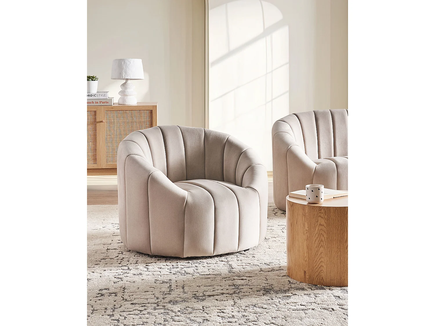 Fauteuil MALUNG Velours Beige