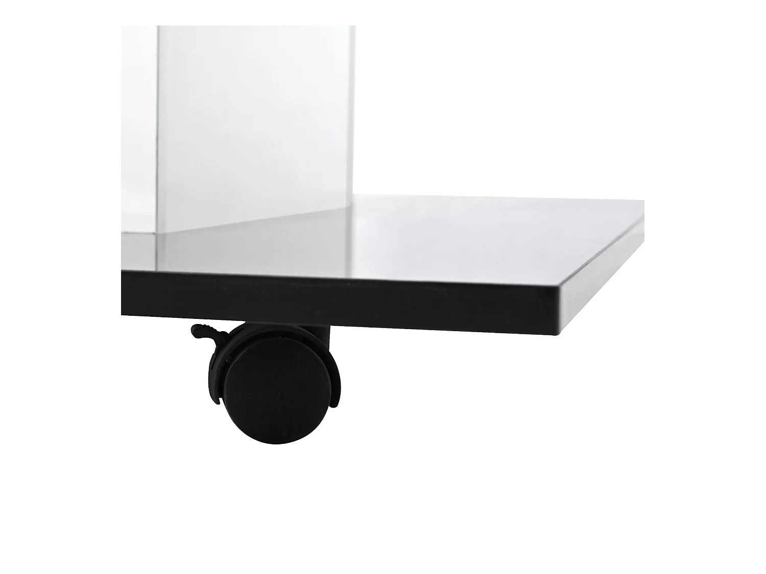 Tavolino quadrato di pivot - con LED regolabili e ruote di freni - pannello di vetro e particelle - bianco e nero - 80x80x40cm