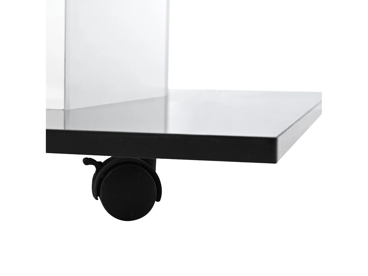 Table basse carré pivotante - avec LED réglables et roulettes frein - verre et panneau de particule - Blanc et Noir - 80x80x40cm