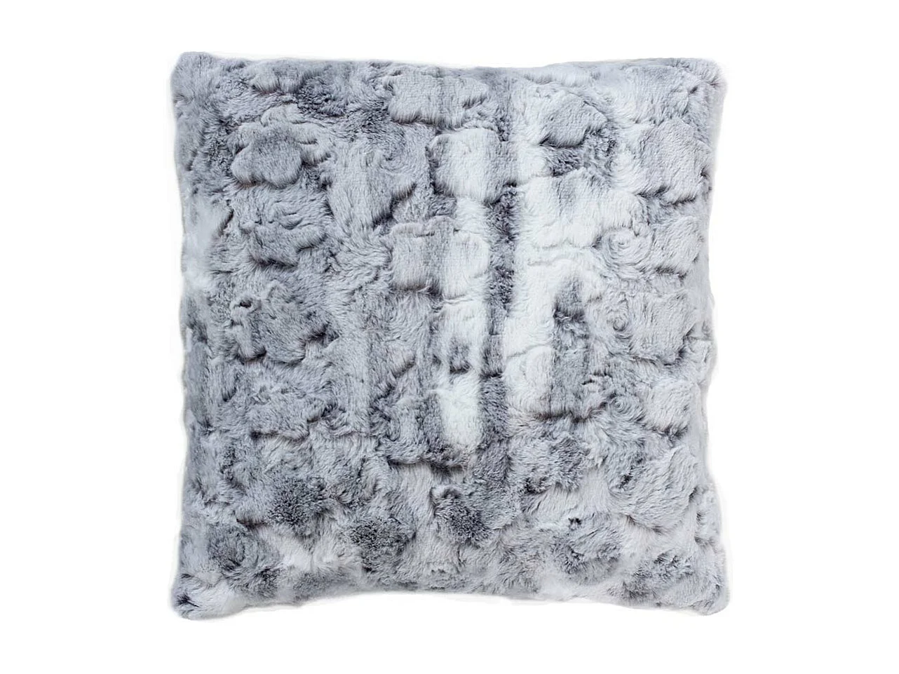 Coussin Déco Imitation Fourrure "Écorce" 40x40cm Gris