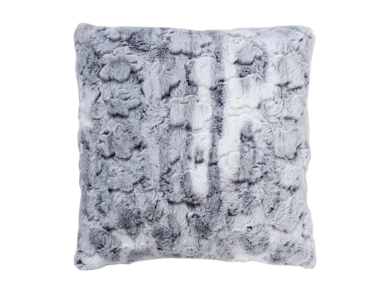 Coussin Déco Imitation Fourrure "Écorce" 40x40cm Gris