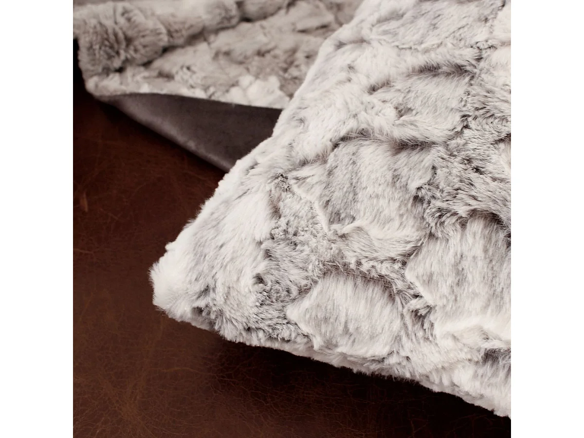 Coussin Déco Imitation Fourrure "Écorce" 40x40cm Gris