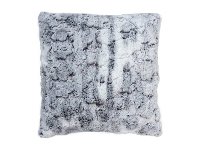 Coussin Déco Imitation Fourrure "Écorce" 40x40cm Gris