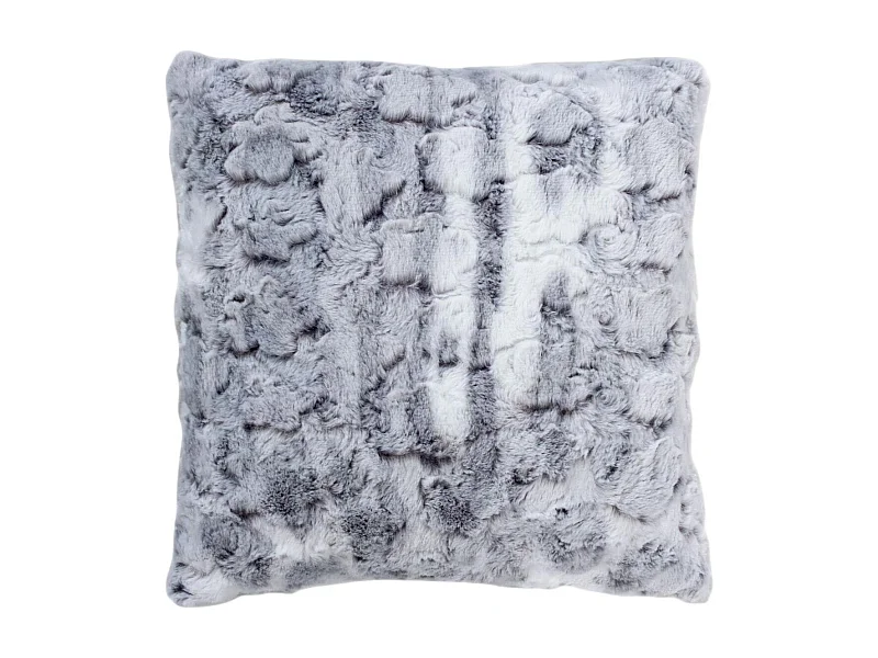 Coussin Déco Imitation Fourrure "Écorce" 40x40cm Gris
