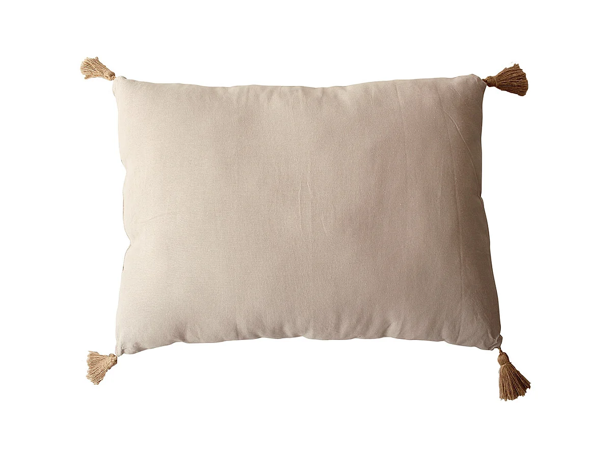 Coussin Panama avec pompons jute 50 x 70 cm - Enjoy Home