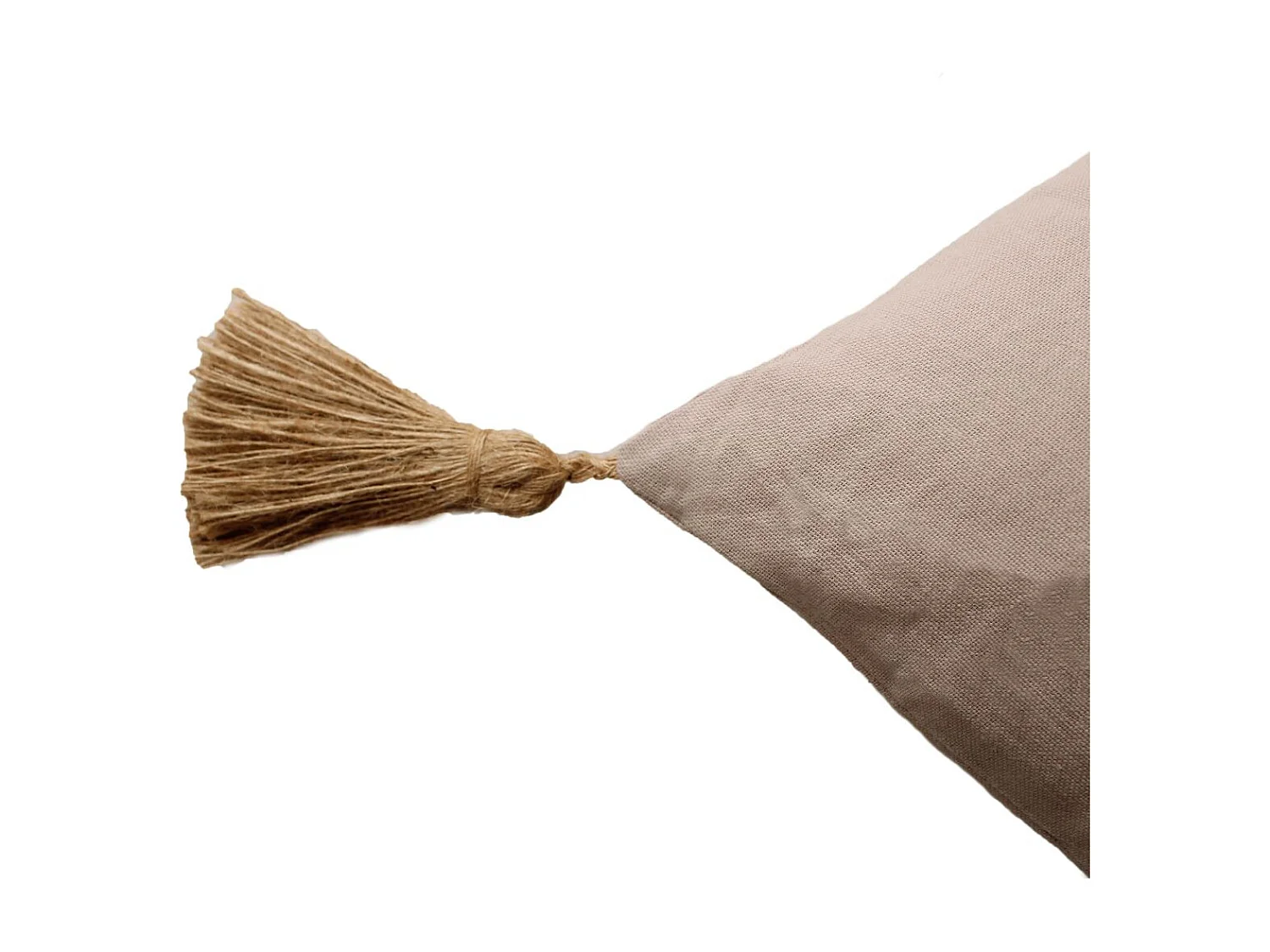 Coussin Déco Uni à Pompons "Panama" 50x70cm Naturel