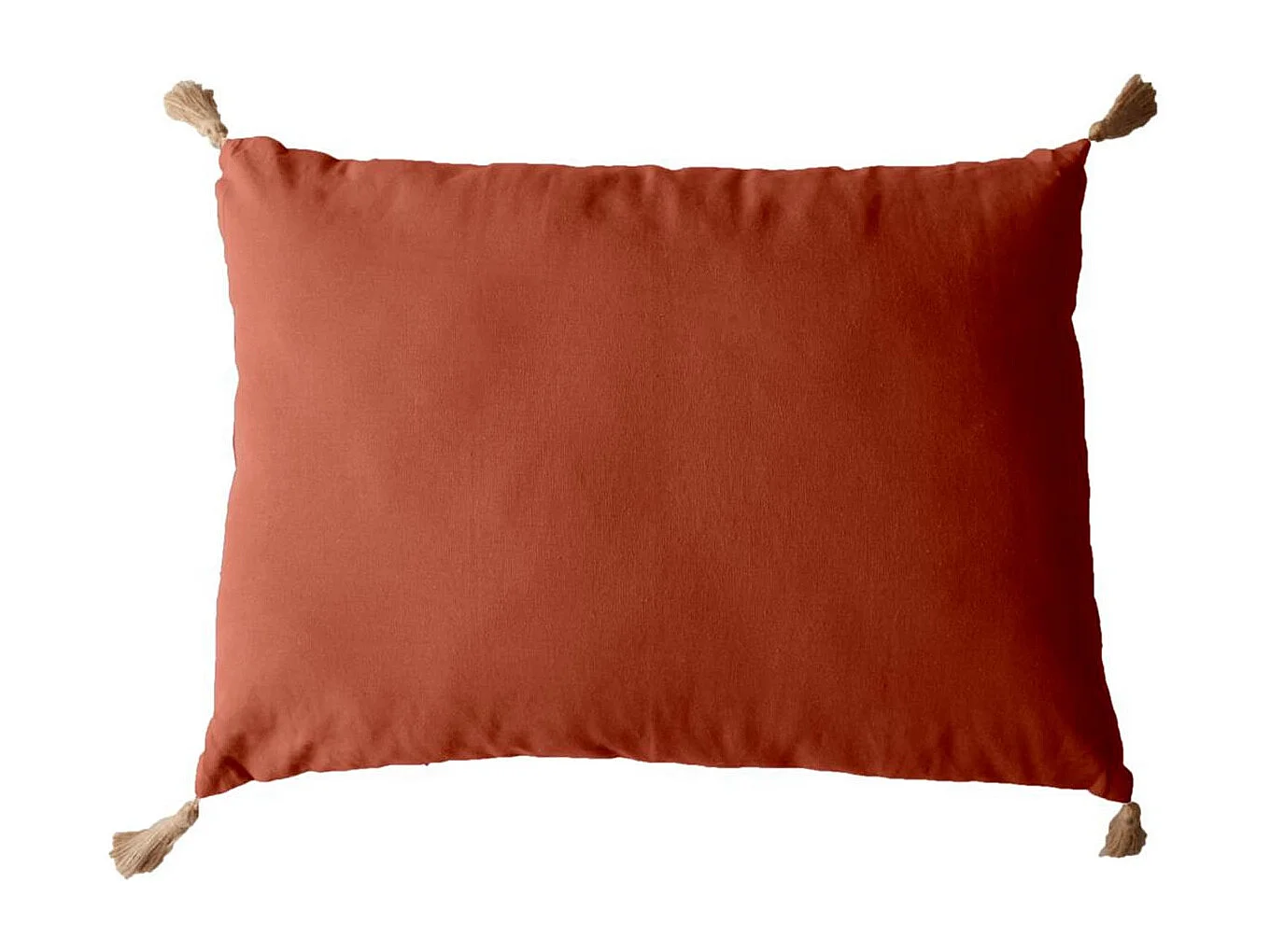 Coussin Déco Uni à Pompons "Panama" 50x70cm Terracotta