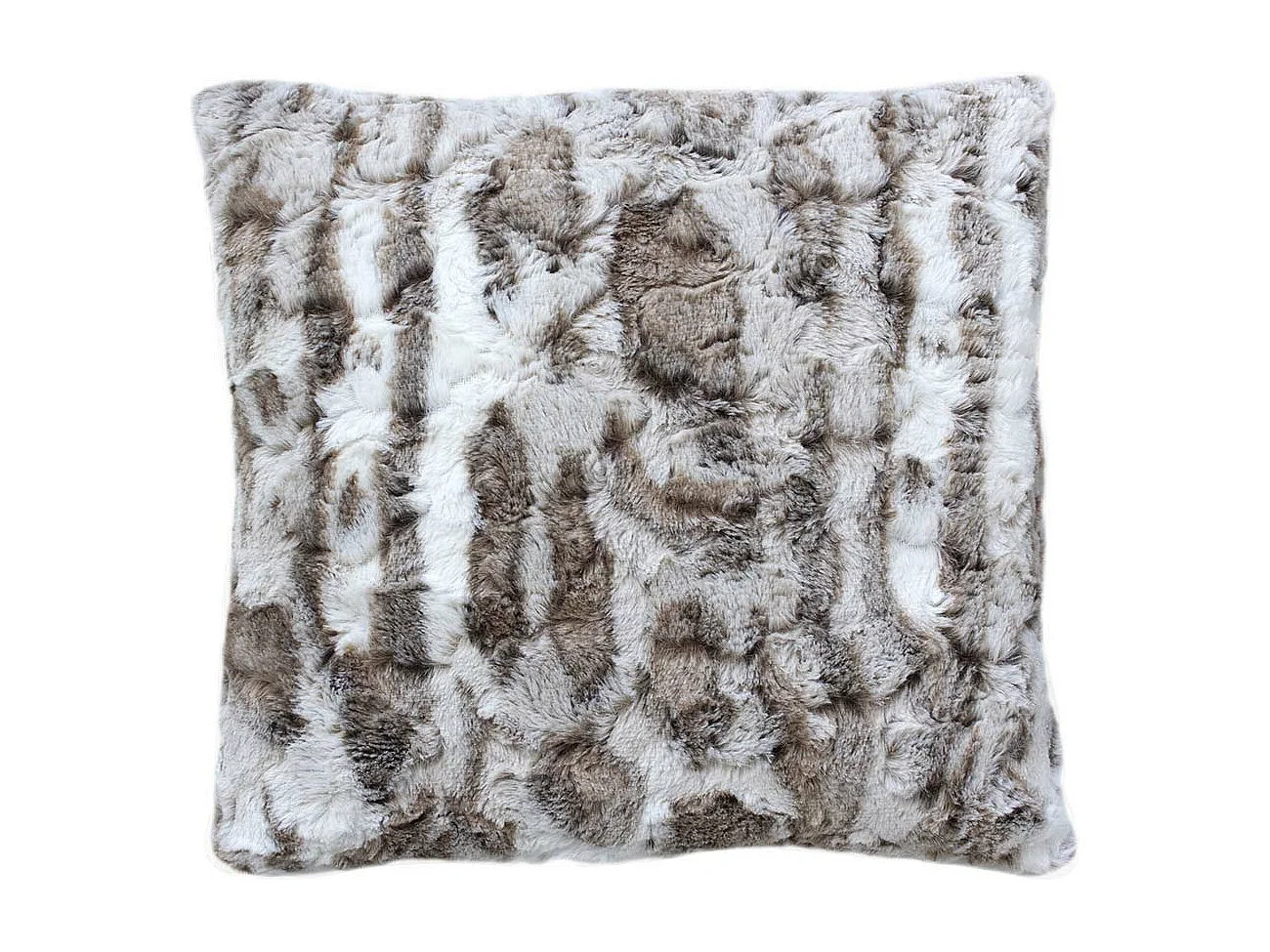 Coussin Déco Imitation Fourrure "Écorce" 40x40cm Vison