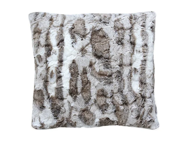 Coussin Déco Imitation Fourrure "Écorce" 40x40cm Vison