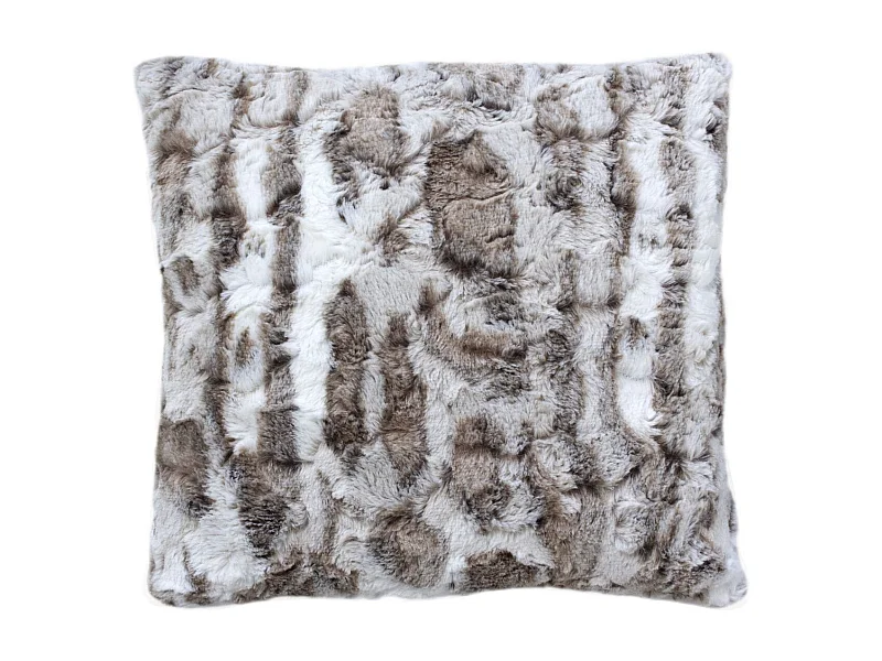 Coussin Déco Imitation Fourrure "Écorce" 40x40cm Vison