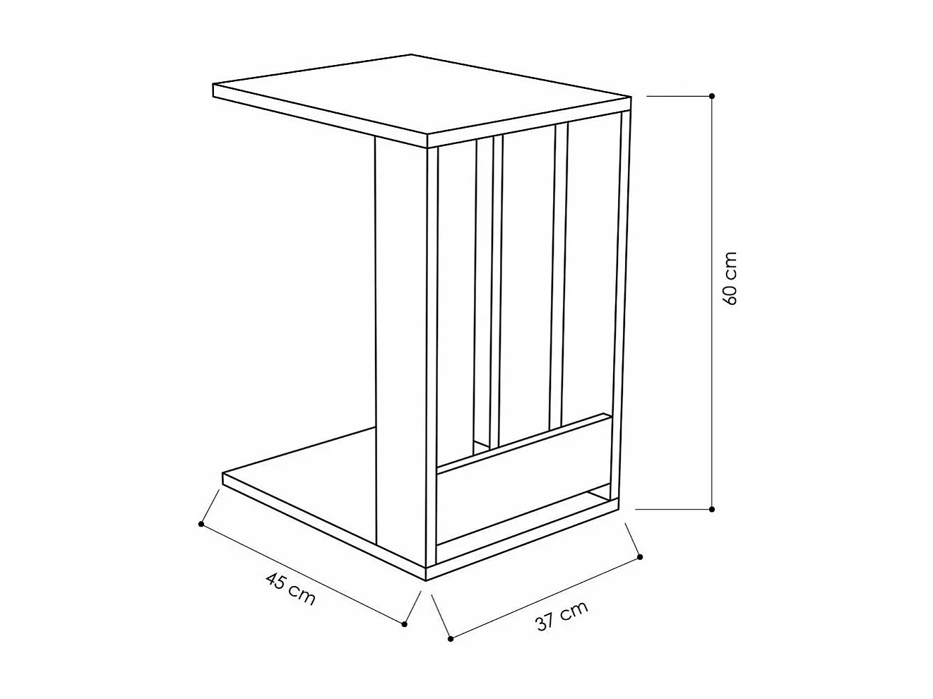 Bout de canapé 2 tablettes L37 cm - Edi