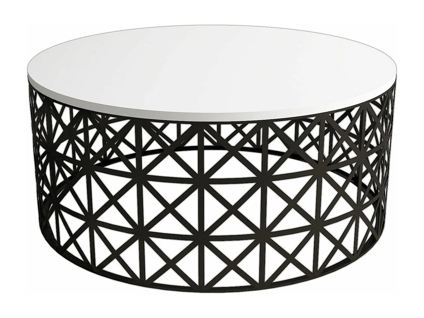 Mesa de Centro Moderna Selin Metal Ferforje em Branco e Preto