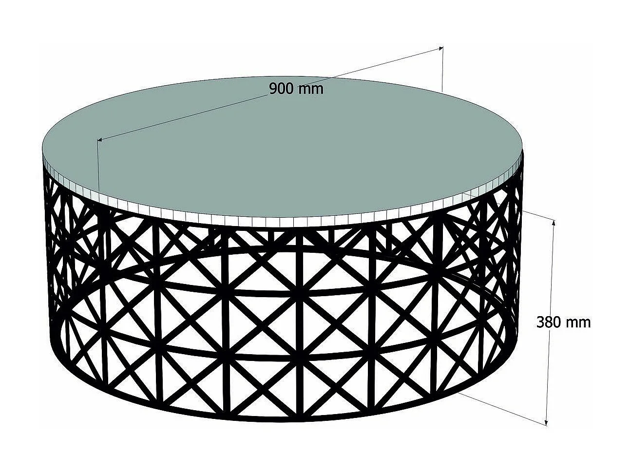 Mesa de Centro Moderna Selin Metal Ferforje em Branco e Preto