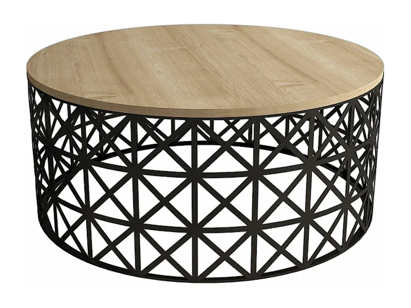 Mesa de Centro Selin Metal Ferforje em Carvalho: Elegância Moderna para sua Sala