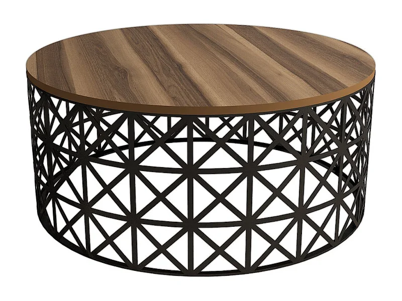 Mesa de Centro Selin em Metal Forjado - Elegância e Funcionalidade em Nogueira