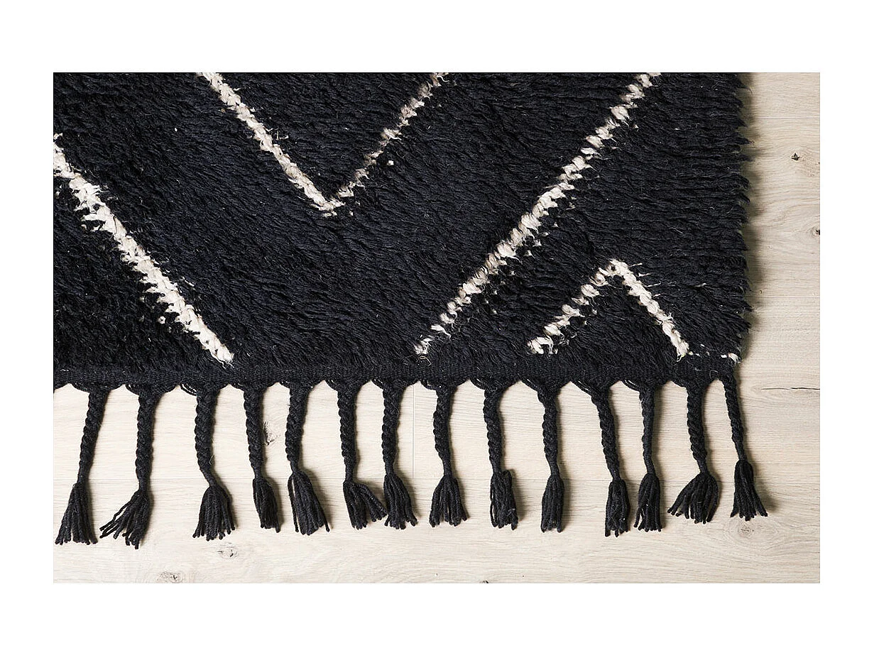 Tapis Déco en Laine "David" 202x300cm Noir
