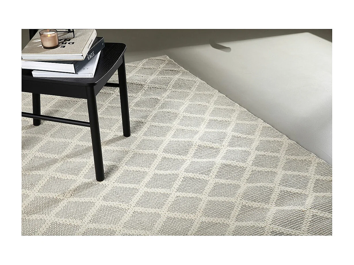 Tapis Déco en Laine "Cloudy" 160x230cm Blanc Cassé