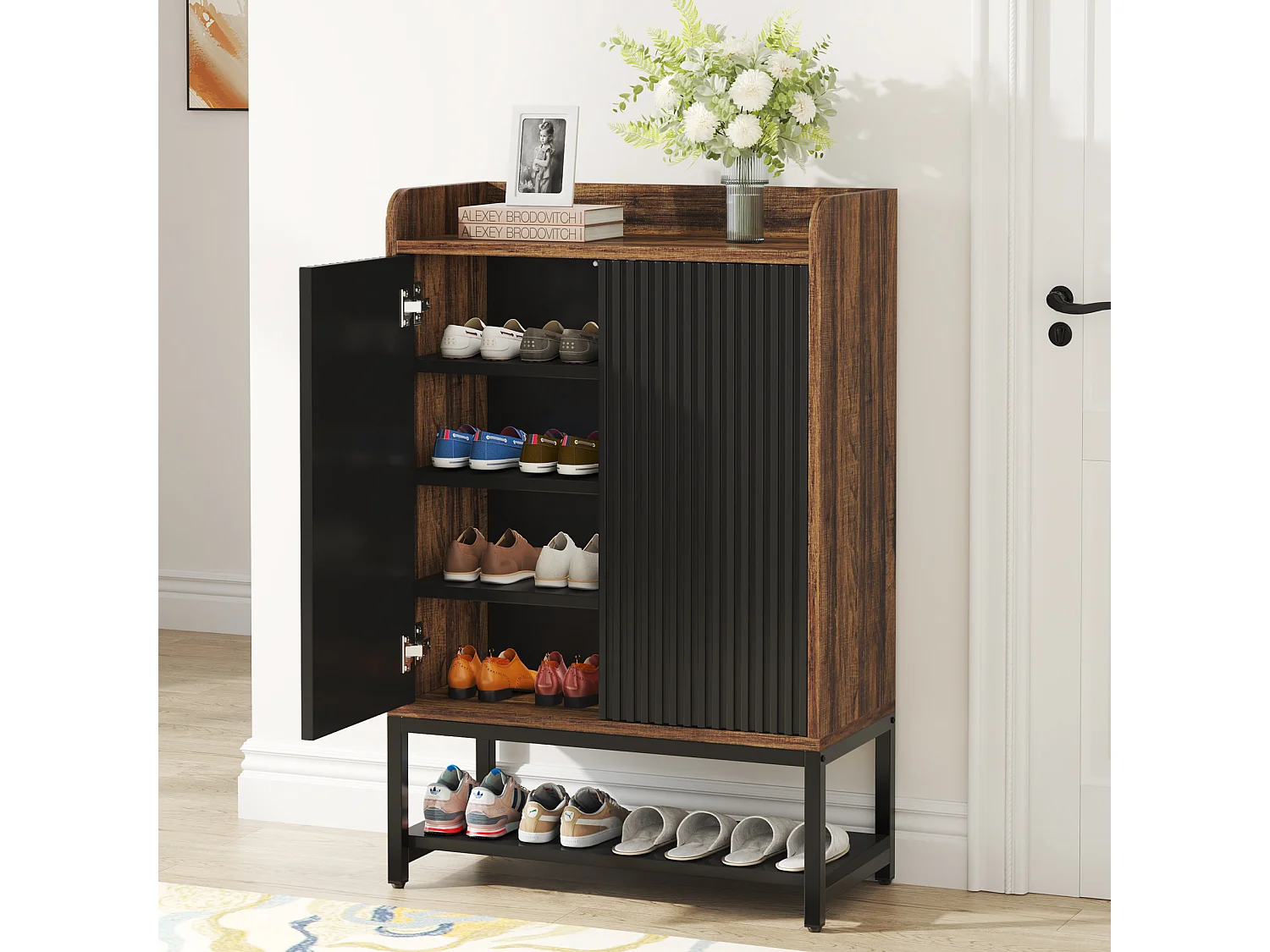 Schoenenrek met 5 niveaus - Geschikt voor 15-20 paar schoenen - Zwart en bruin