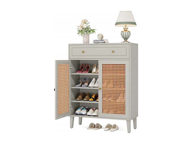 Modern shoe cabinet with doors and drawers, mint green wicker shoe cabinet with adjustable shelf