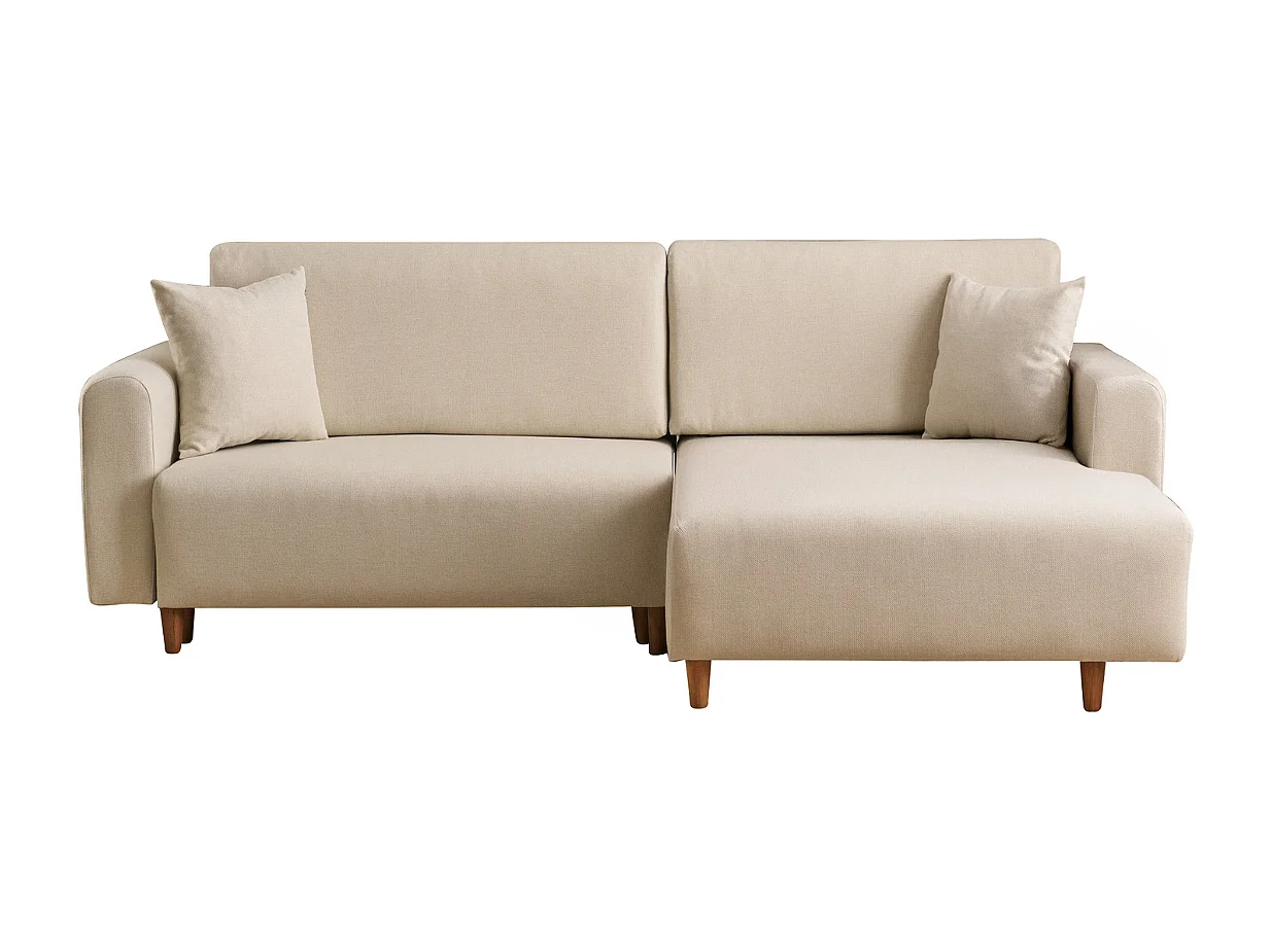 Sofá-Cama de Canto Luxuoso em Creme - Conforto e Estilo para Sua Sala de Estar