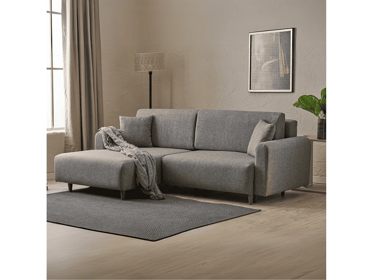 Canapé d'angle convertible méridienne à gauche en tissu L246 cm - MANE