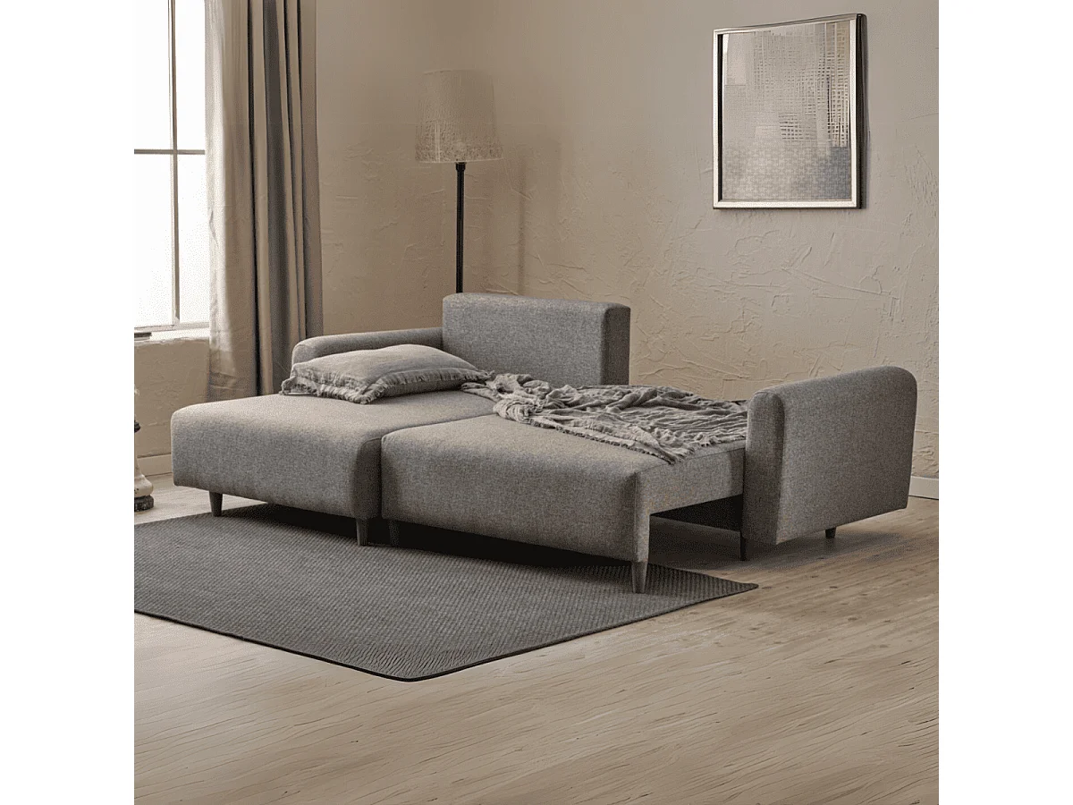 Canapé d'angle convertible méridienne à gauche en tissu L246 cm - MANE