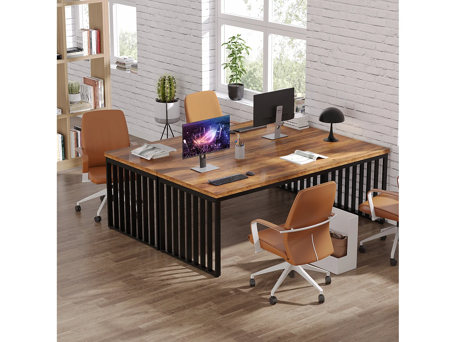 Bureau d'ordinateur, 180 cm Grand Bureau, Poste de Travail pour Bureau à Domicile, Table de conférence, Marron (sans Chaise)