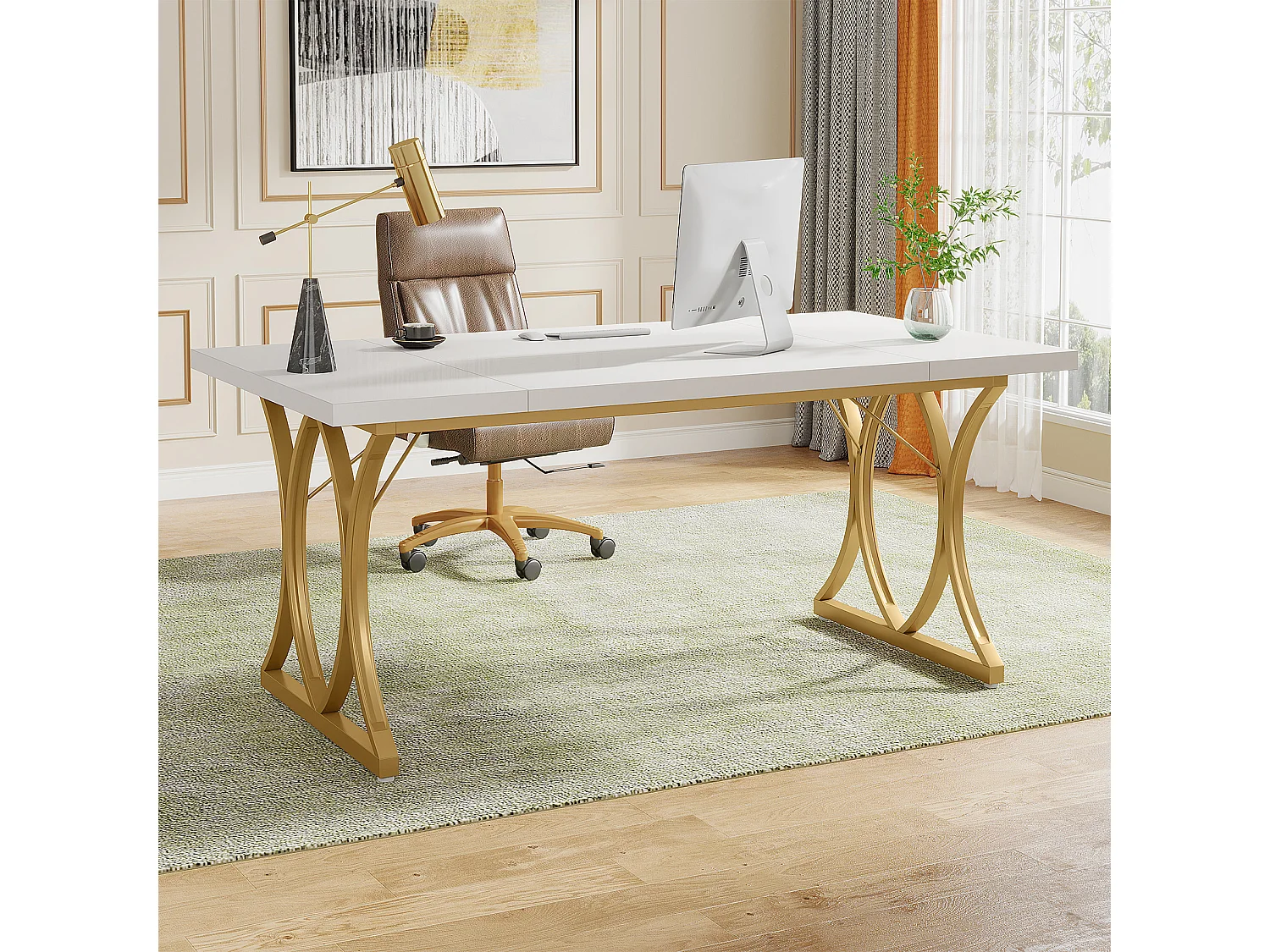 Bureau d'ordinateur moderne, 160x80cm Grand bureau Table d'ordinateur Bureau d'étude Bureau d'écriture Poste de travail pour le bureau à domicile