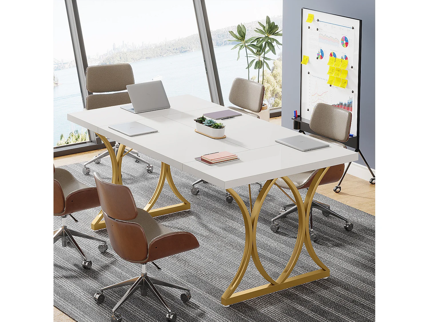 Bureau d'ordinateur moderne, 160x80cm Grand bureau Table d'ordinateur Bureau d'étude Bureau d'écriture Poste de travail pour le bureau à domicile