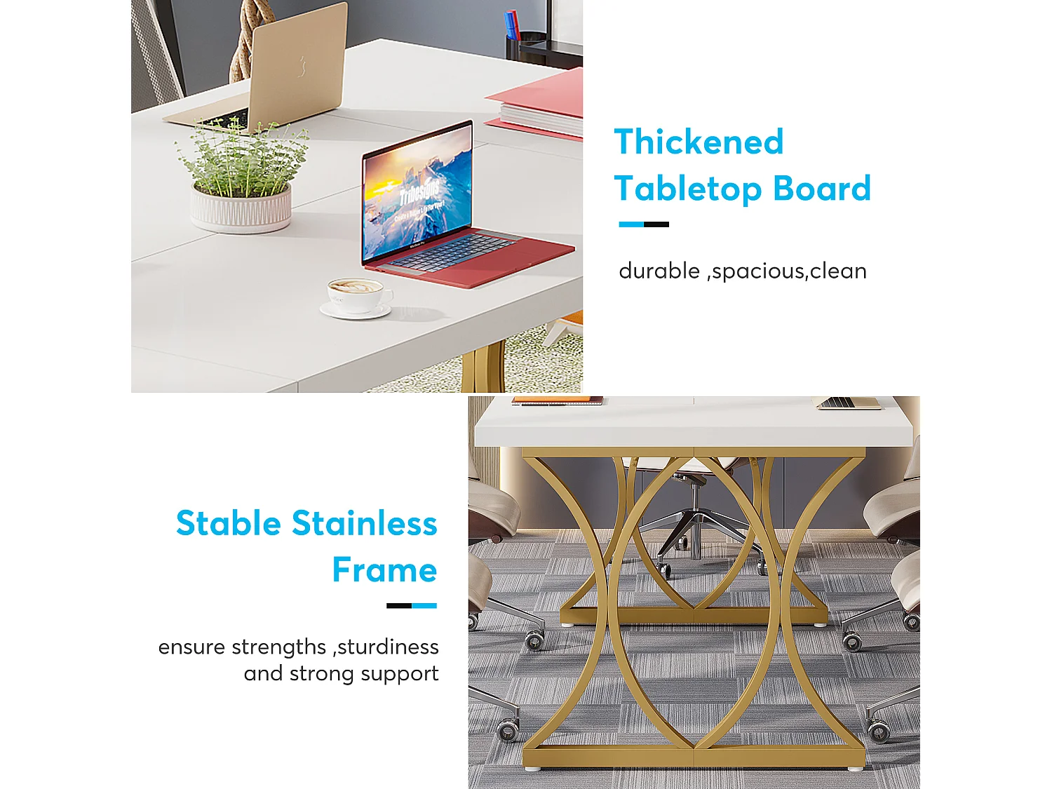 Bureau d'ordinateur moderne, 160x80cm Grand bureau Table d'ordinateur Bureau d'étude Bureau d'écriture Poste de travail pour le bureau à domicile