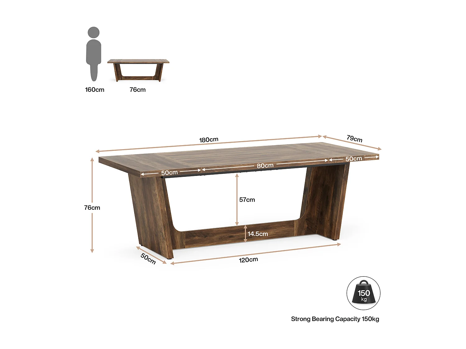 Computerbureau, 180 x 79 x 75 cm Laptopbureau, Studietafel, Laptoptafel