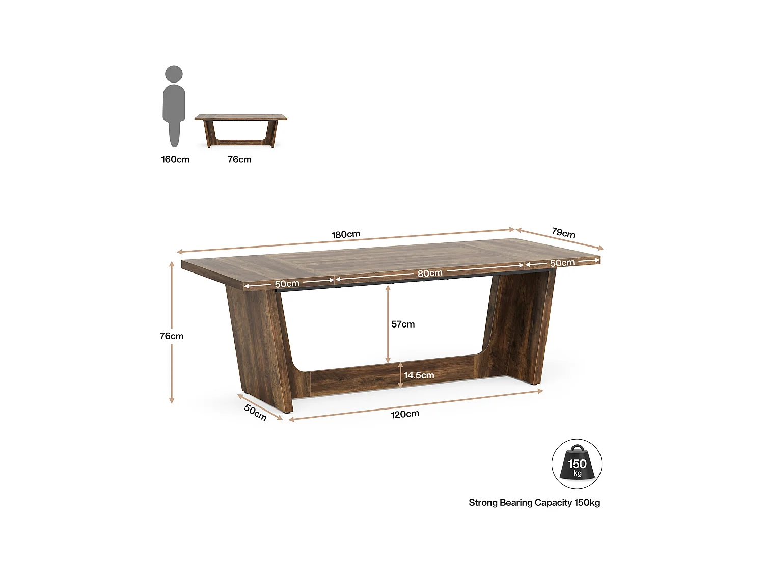 Computerarbeitsplatz, 180 x 79 x 75 cm Laptop-Arbeitsplatz, Schreibtisch, Laptop-Arbeittisch