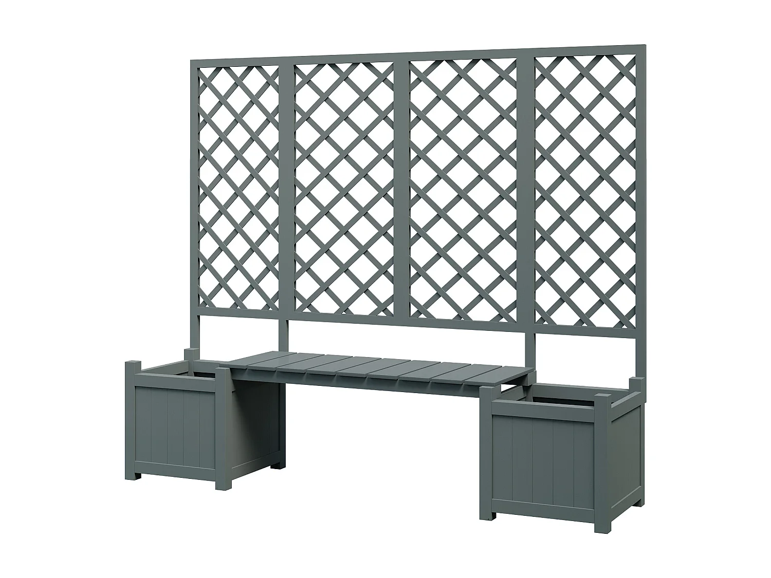 Bloempot met raster als - bloempot voor bloemen - bloempot - bloempot van massief sparrenhout - met raster en zitplaats - groen