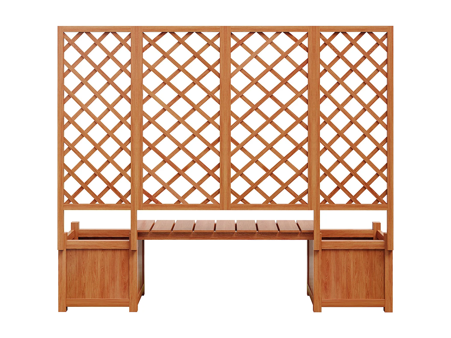 Jardinière avec treillis comme - jardinière à fleurs - Pot de fleurs - jardinière en bois de sapin massif - avec treillis et siège - marron